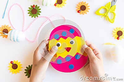 Decorative easter egg with your own hands. Stock Photo