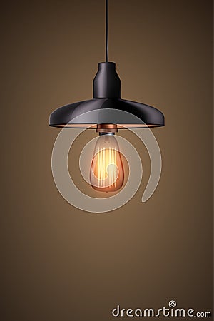 Decorative edison light bulb with chandelier Vector Illustration