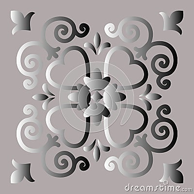 Decorative element, abstract image of a silvery flower, background for design. Vector Illustration