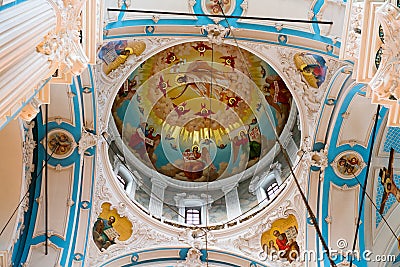 Decorative elements inside the Russian Orthodox Church Editorial Stock Photo