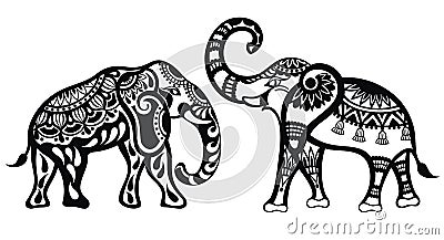 Decorative Elephants Vector Illustration