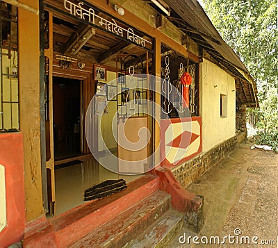 Decorative entrance for Farmers house in Konkan village Kasal Editorial Stock Photo