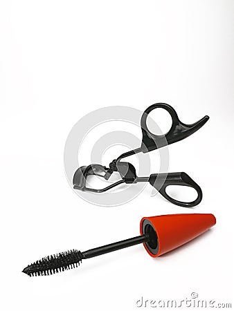 Decorative eyelashes, mascara and curling eyelashe Stock Photo