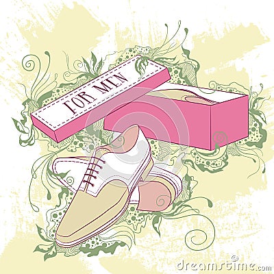 Decorative fashion illustration men's shoes Cartoon Illustration