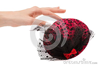 Decorative female holiday hat in hand Stock Photo