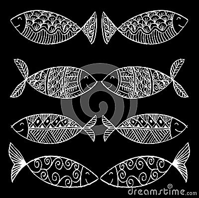 Decorative fish pattern. Vector Illustration