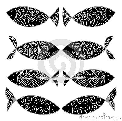 Decorative fish pattern. Vector Illustration
