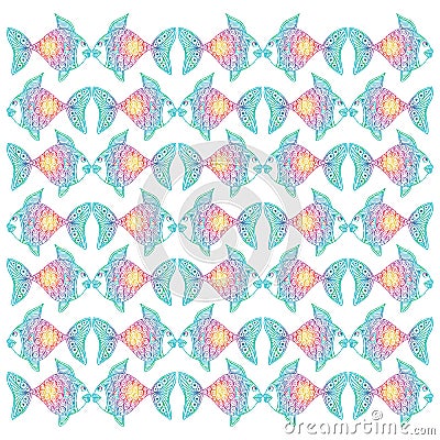 Decorative fish pattern.pattern. Stock Photo