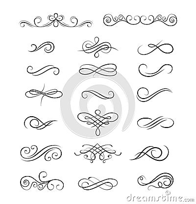 Decorative floral dividers set. calligraphy frame and elements. Vector illustration. Vector Illustration