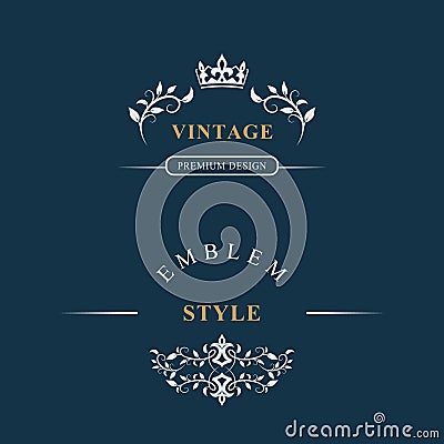 Decorative Floral Vintage Monogram. Set of Calligraphic Logo Templates. Emblem Sign. Design Page. Graphic Luxury frame, border. st Vector Illustration