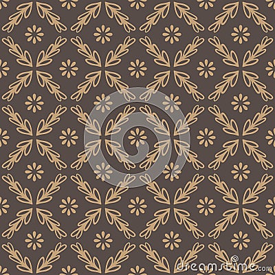 Decorative Flower Brown Monochrome Seamless Pattern Background Wallpaper Vector Illustration