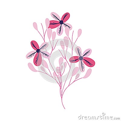 Decorative flowers bouquet leaves foliage ornament Vector Illustration