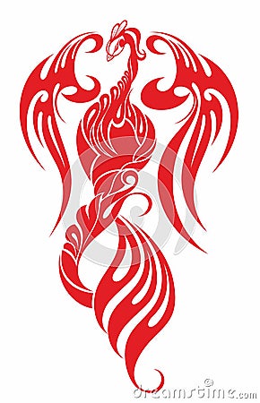 Flying Phoenix Fire Bird abstract Logo design vector template. Vector illustration Vector Illustration