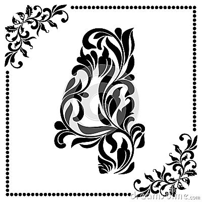 Decorative Font with swirls and floral elements. Ornate decorate Vector Illustration