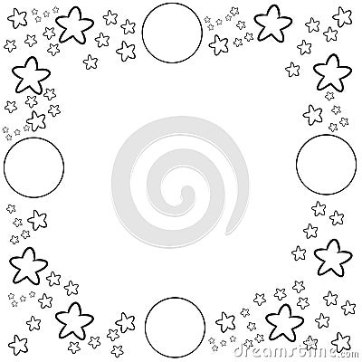 Decorative frame border with circle and stars Stock Photo