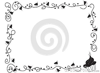 Decorative frame border with cupcakes Stock Photo