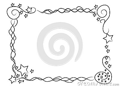 Decorative frame border with stars and spirals Stock Photo