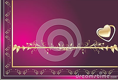 Decorative frame for card. Heart and floral orname Vector Illustration