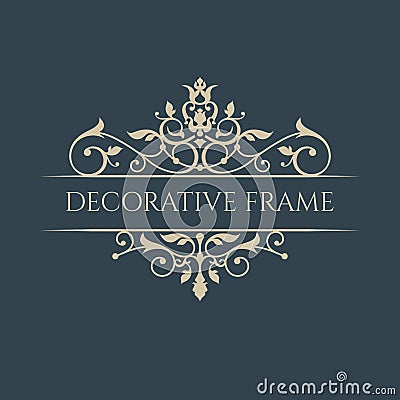 Decorative classical floral border frame. Vector Illustration