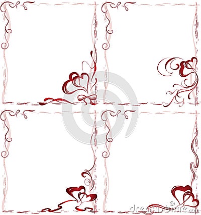 Decorative frames with hearts Vector Illustration