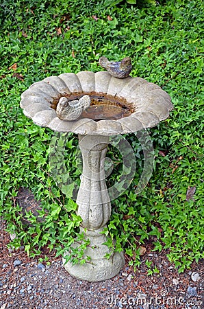 Decorative garden birdbath Stock Photo