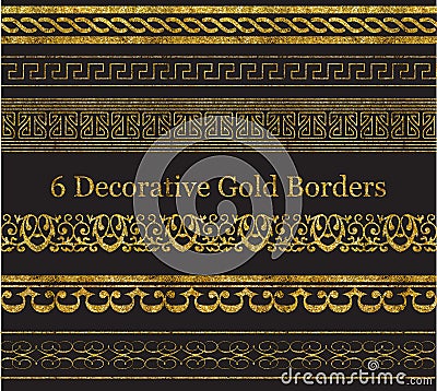 6 Decorative Gold Borders Stock Photo