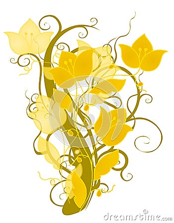 Decorative Gold Flower Design Cartoon Illustration