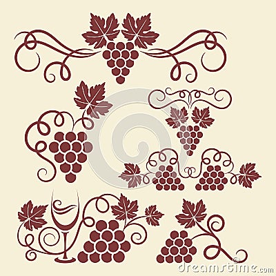 Grape vine elements Vector Illustration