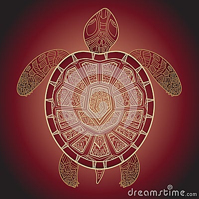 Decorative graphic turtle, tribal totem animal, illustra Cartoon Illustration