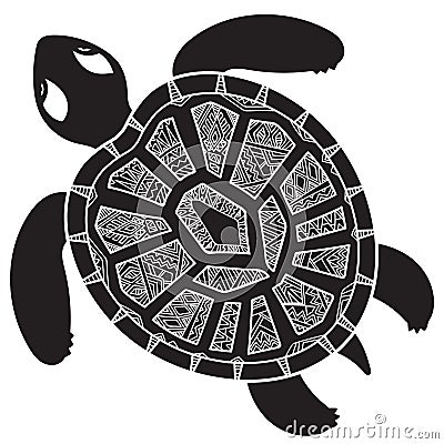 Decorative graphic turtle, tribal totem animal, illustra Cartoon Illustration