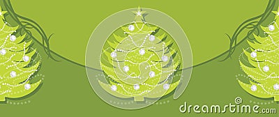 Decorative green border with Christmas fir tree Vector Illustration