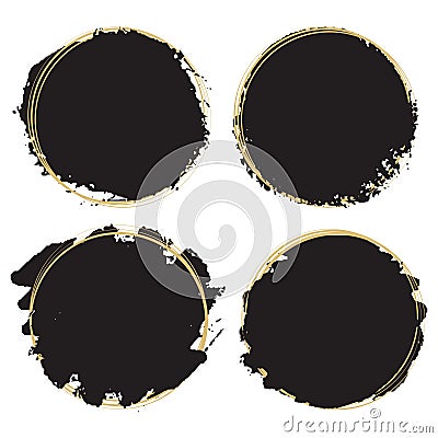Decorative grunge design elements - black paint artistic round frames Vector Illustration