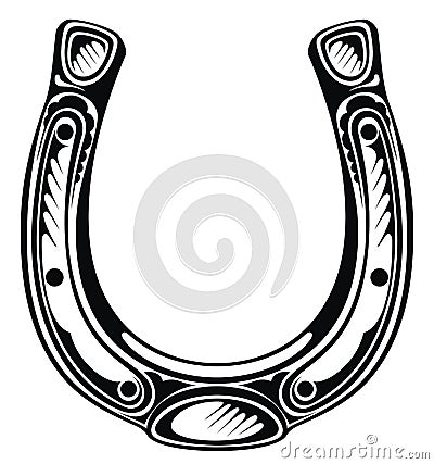 Hand drawn lucky horseshoe. Tattoo design Vector Illustration