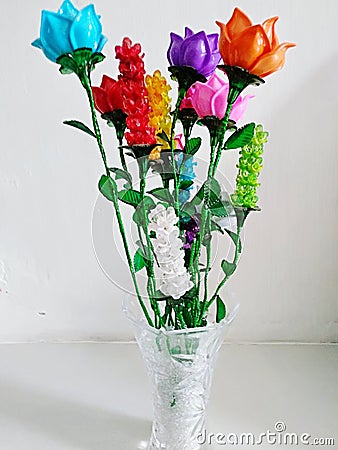 decorative handicraft flowers from glass Stock Photo