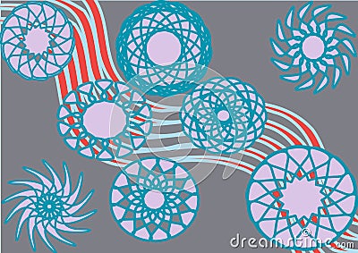 Decorative harmony blue circles Cartoon Illustration