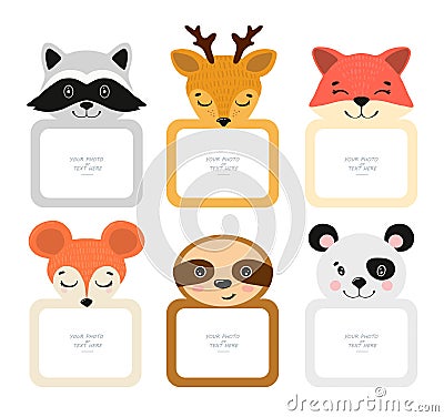 Decorative head animal vector template frames. Vector Illustration