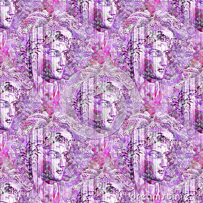 Decorative head of David sculpture seamless pattern Stock Photo