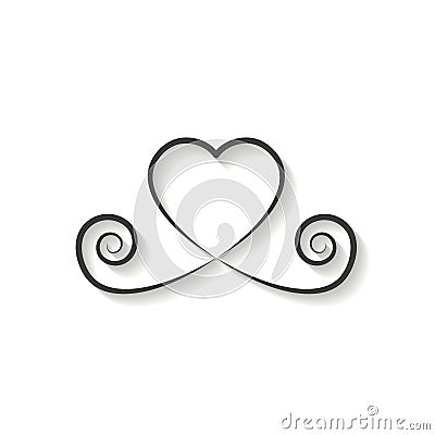 Decorative heart black linear icon. glitter logo, love symbol wi Vector Illustration