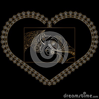 Decorative heart with a romantic couple 1 Vector Illustration
