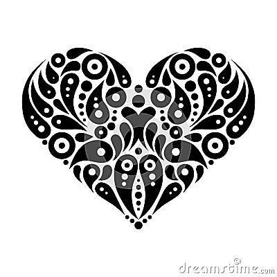 Decorative heart tattoo Vector Illustration