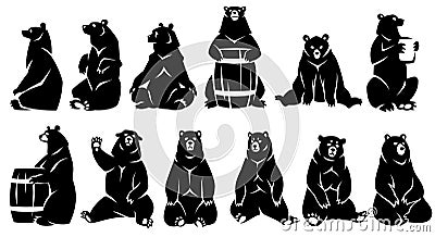 Decorative illustration sitting bears. Vector Illustration