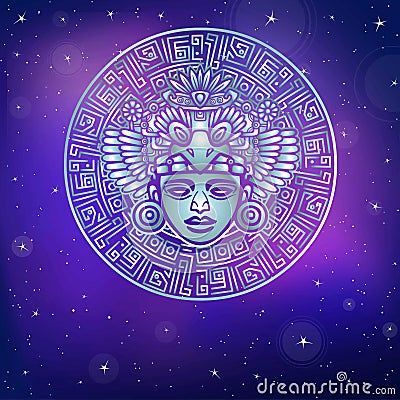 Decorative image of ancient deity. Vector Illustration