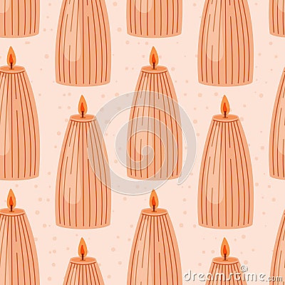 Decorative interior flat candle. Vector seamless pattern. Vector Illustration