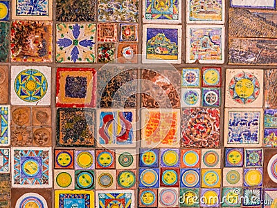 Decorative Italian tiles on wall Stock Photo