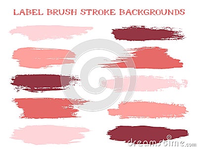 Decorative label brush stroke backgrounds, paint or ink smudges vector for tags and stamps design. Vector Illustration