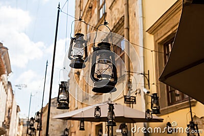 Decorative lanterns on the street Stock Photo