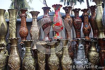Decorative large flower vases clay made Stock Photo