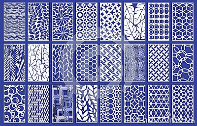 Decorative laser cut panels template with abstract texture. Geometric and floral laser cutting or engraving panel vector Vector Illustration