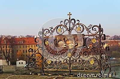 Decorative lattice on the Charles Bridge, Prague, Czech republic Stock Photo
