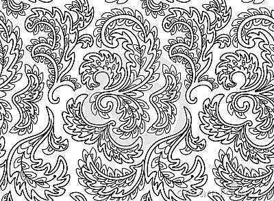 Decorative leaves seamless ornament outline Vector Illustration